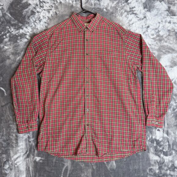 L.L. Bean Red and Green Plaid Casual Button Down Shirt - Picture 1 of 6